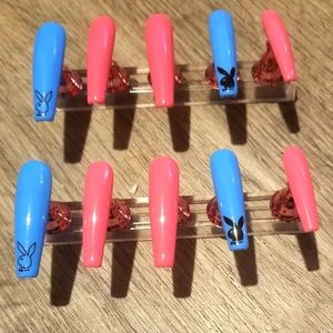 Custome Cotton Candy Playboy Nails